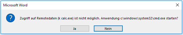 Sicherheitshinweis MS Office